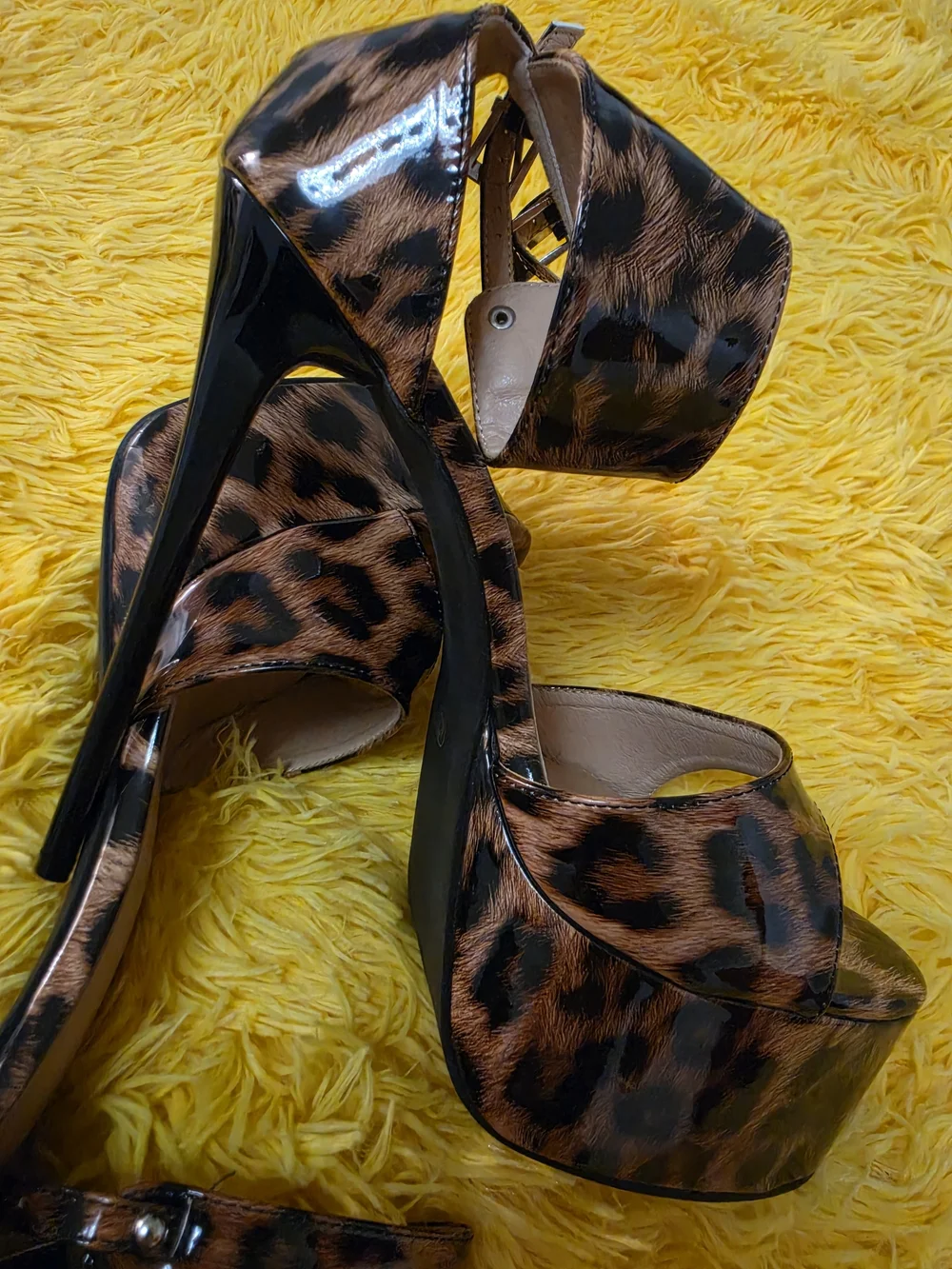 Leopard Platform Sandals in Brown - Women's High Heel Platforms